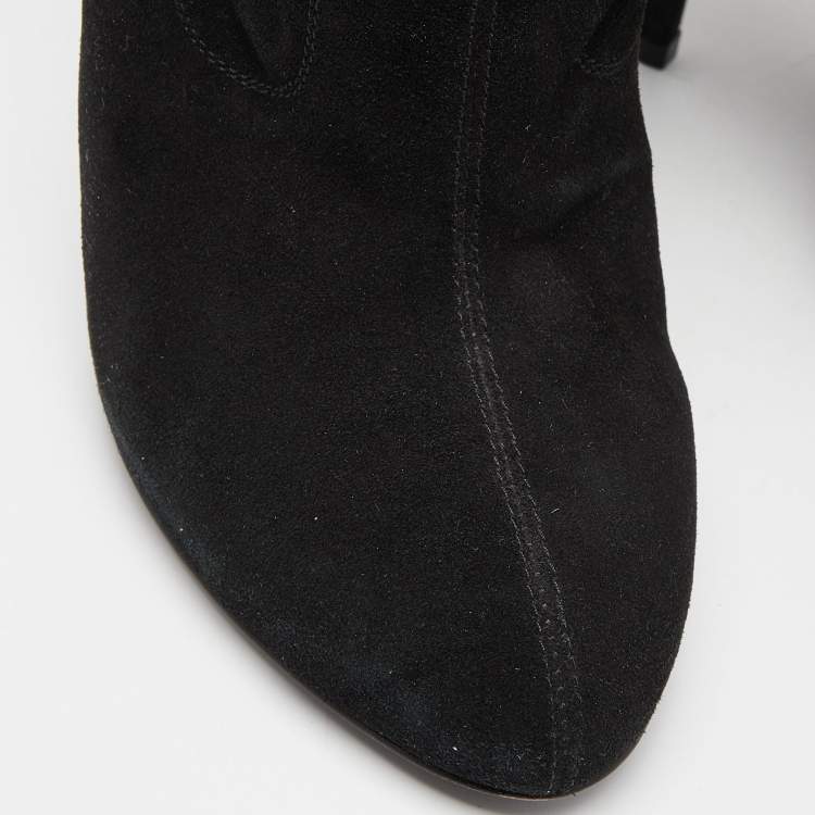 Pre Owned Giuseppe Zanotti Black Suede Ankle Booties Size 38