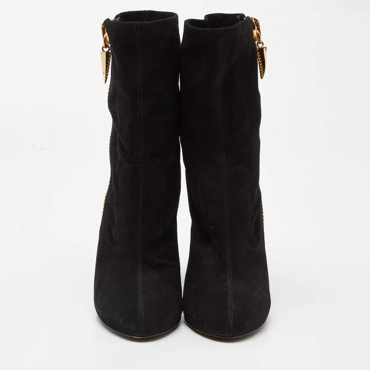 Pre Owned Giuseppe Zanotti Black Suede Ankle Booties Size 38