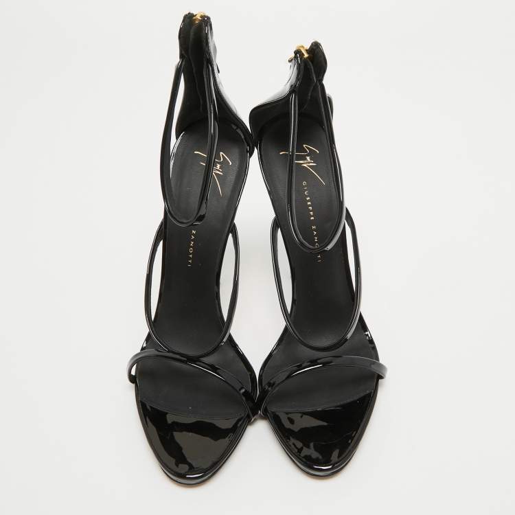 Pre Owned Giuseppe Zanotti Black Patent Leather Harmony Sandals Size 39