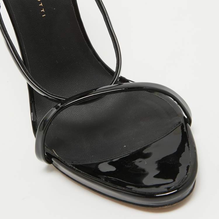 Pre Owned Giuseppe Zanotti Black Patent Leather Harmony Sandals Size 39