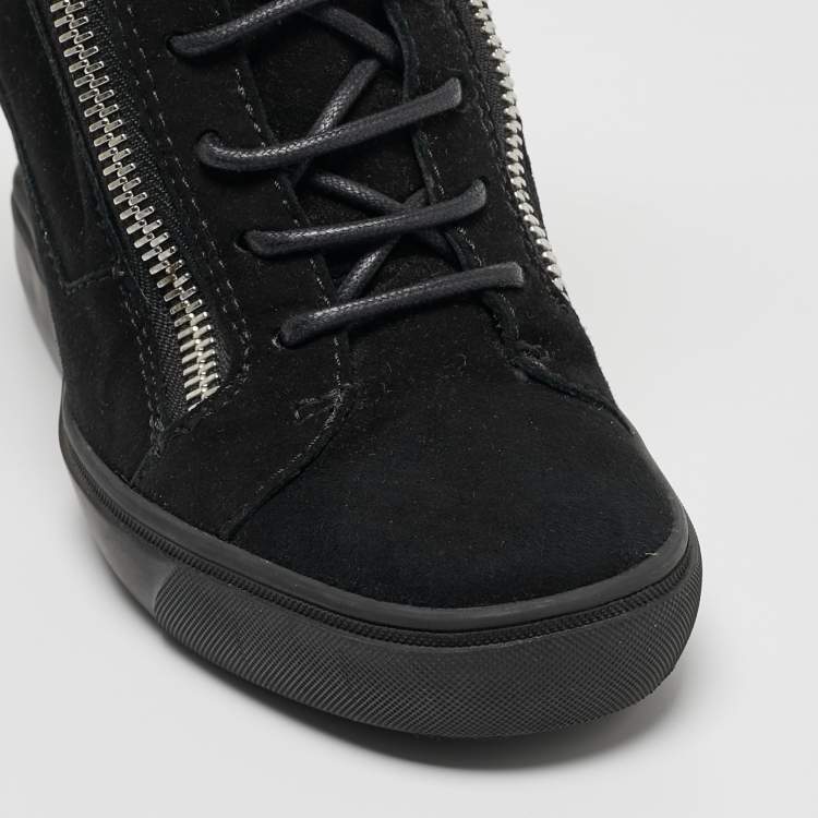 Pre Owned Giuseppe Zanotti Black Suede High Top Wedge Sneakers Size 40
