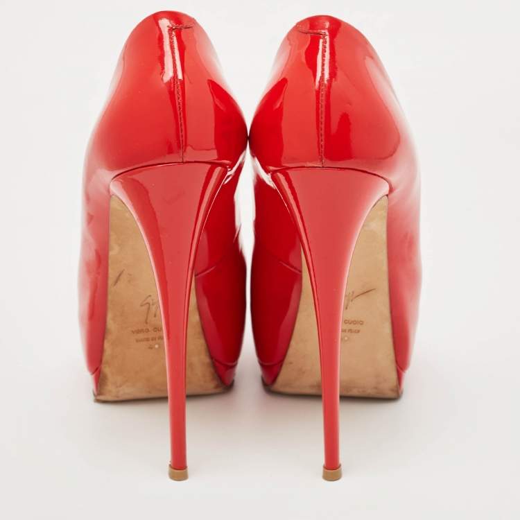 Pre Owned Giuseppe Zanotti Red Patent Leather Sharon Pumps Size 40
