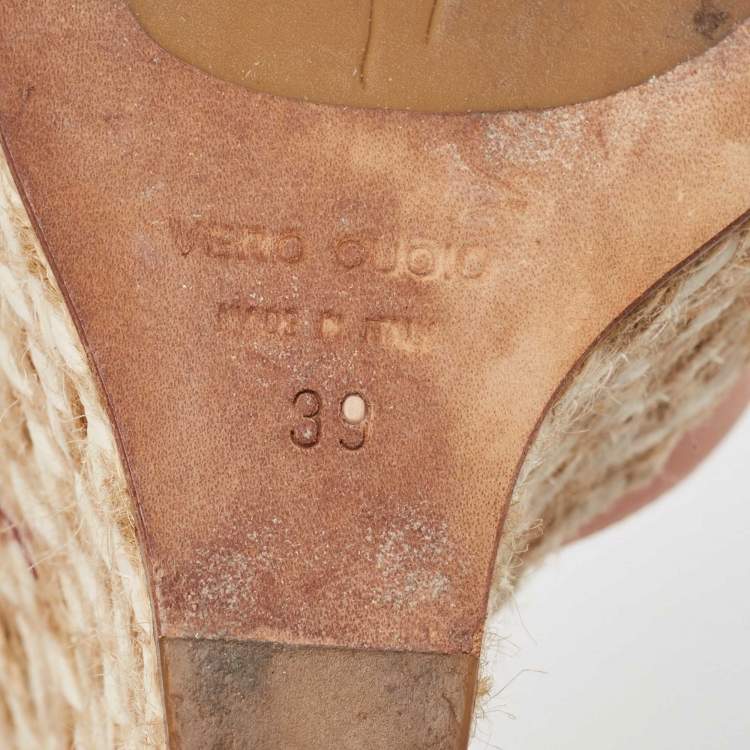 Pre Owned Giuseppe Zanotti Orange Leather Espadrille Wedge Ankle Strap Sandals Size 39