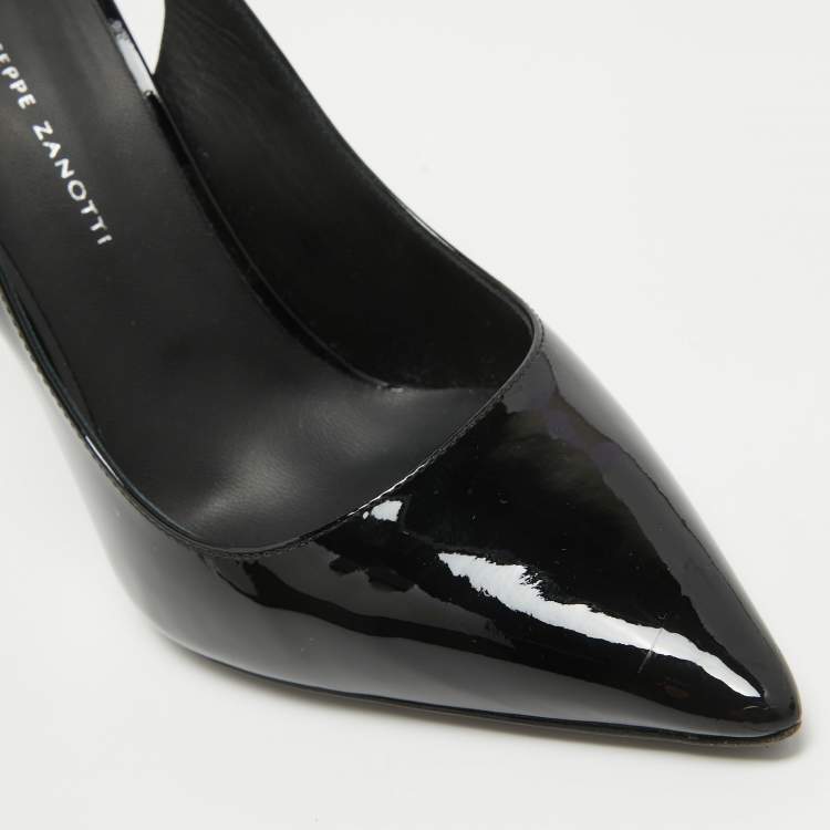 Pre Owned Giuseppe Zanotti Black Patent Leather Susie Slingback Pumps Size 38
