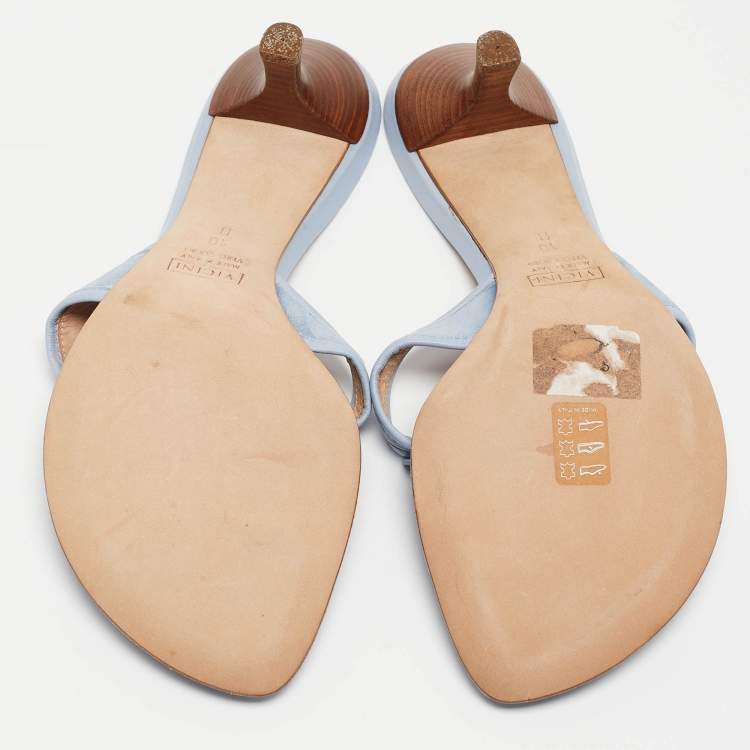 Pre Owned Giuseppe Zanotti Light Blue Leather Tassel Thong Side Sandals Size 40