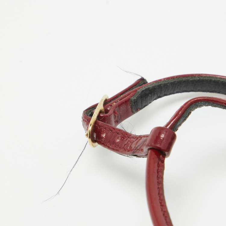Pre Owned Giuseppe Zanotti Burgundy Patent Leather Crystal Embellished Thong Flat Sandals Size 37