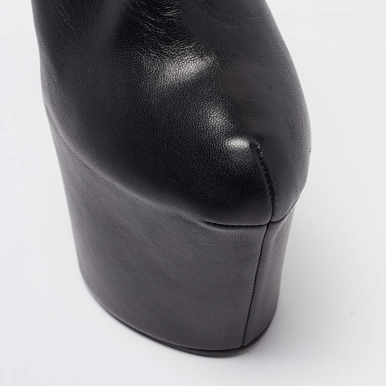 Pre Owned Giuseppe Zanotti Black Leather and PVC Platform Booties Size 38.5