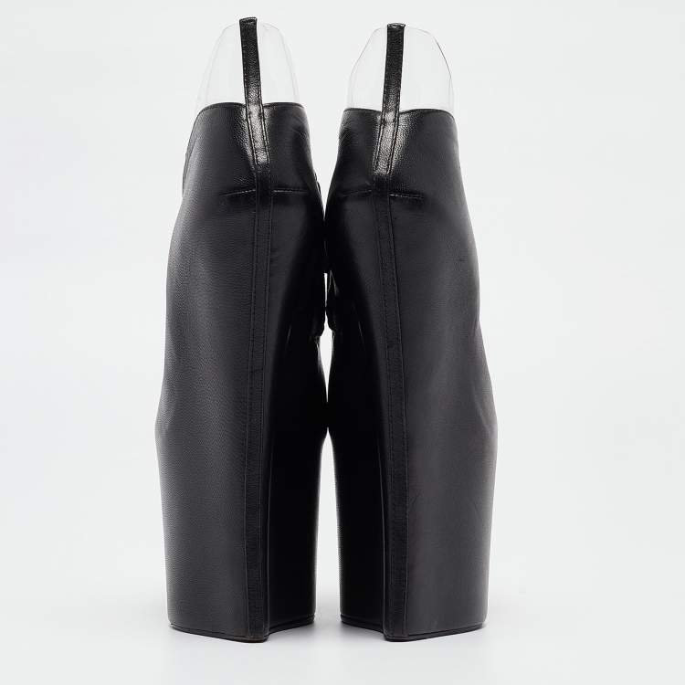 Pre Owned Giuseppe Zanotti Black Leather and PVC Platform Booties Size 38.5