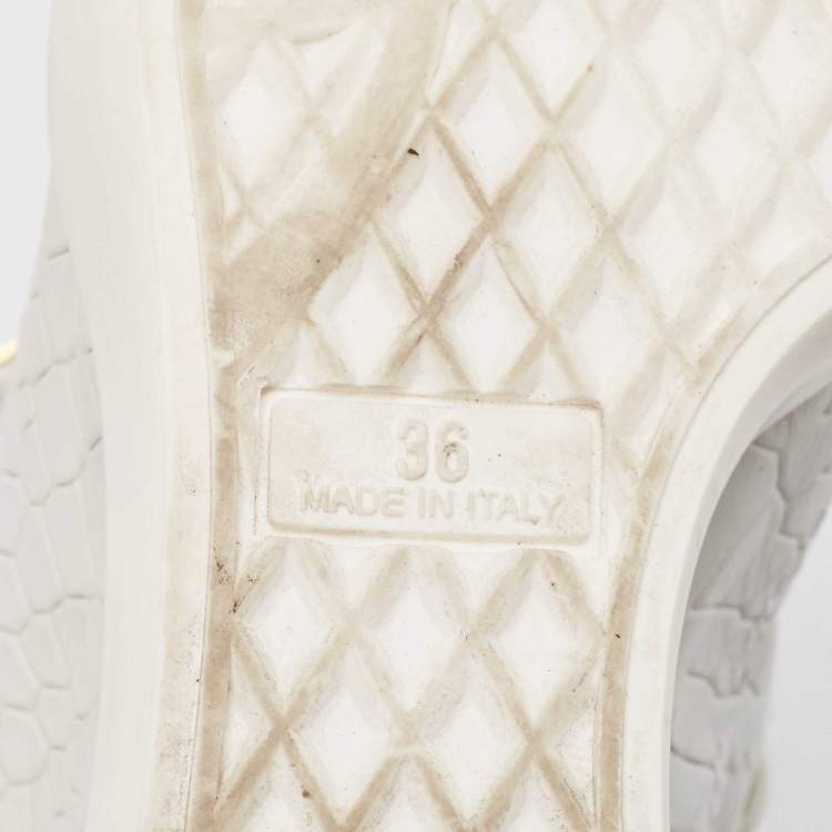 Pre Owned Giuseppe Zanotti White Croc Embossed Leather Wedge High Top Sneakers Size 36