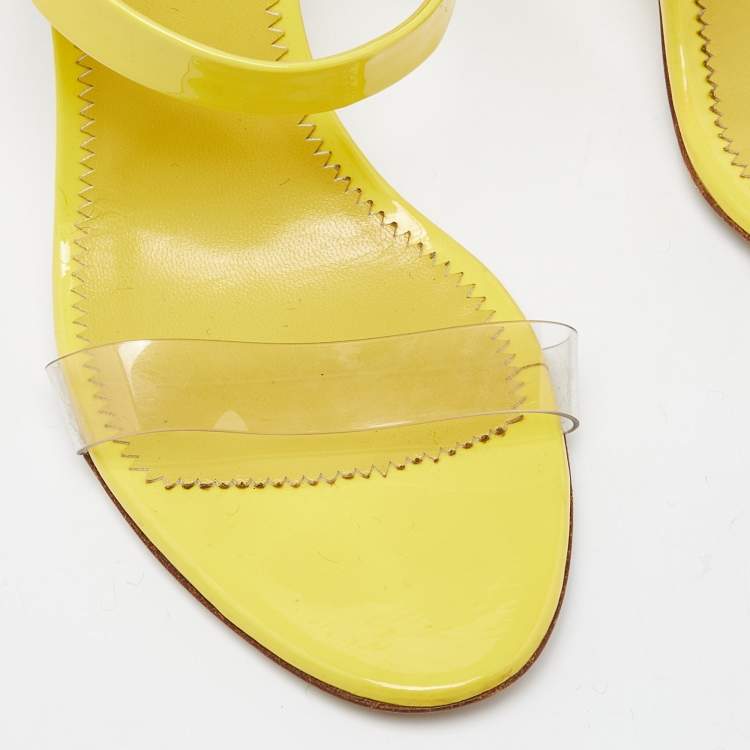 Pre Owned Giuseppe Zanotti Yellow Patent Leather Slide Sandals Size 39