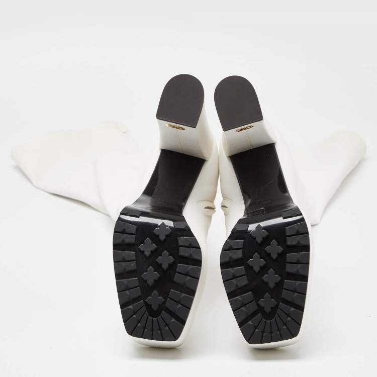 Pre Owned Giuseppe Zanotti White Leather Morgana Over The Knee Length Platform Boots Size 39.5