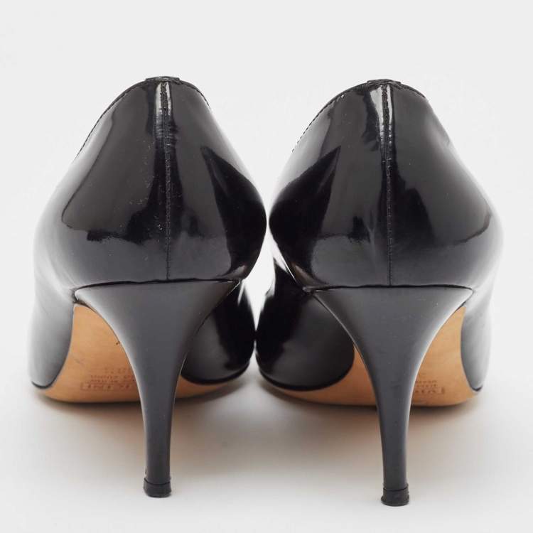 Pre Owned Giuseppe Zanotti Black Patent Round Toe Pumps Size 38.5