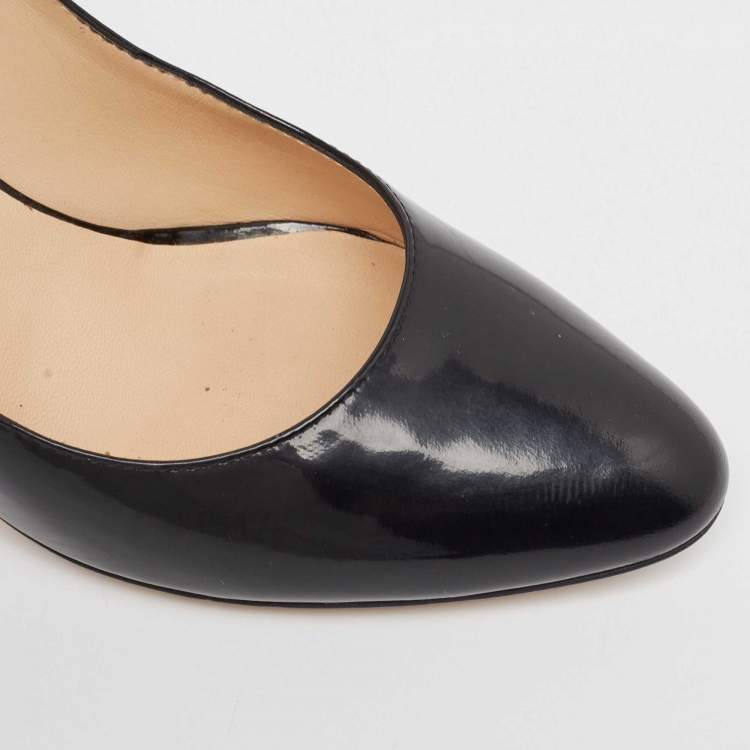 Pre Owned Giuseppe Zanotti Black Patent Round Toe Pumps Size 38.5