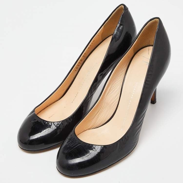 Pre Owned Giuseppe Zanotti Black Patent Leather Round Toe Pumps Size 39