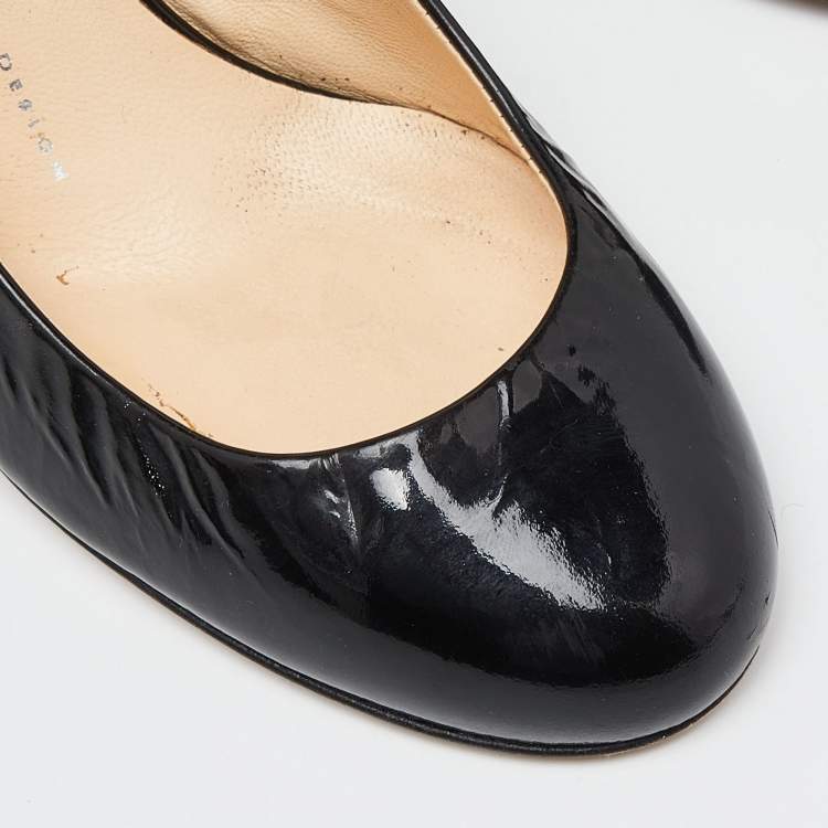 Pre Owned Giuseppe Zanotti Black Patent Leather Round Toe Pumps Size 39