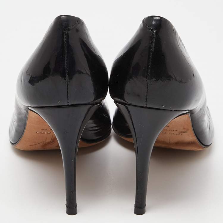 Pre Owned Giuseppe Zanotti Black Patent Leather Round Toe Pumps Size 39
