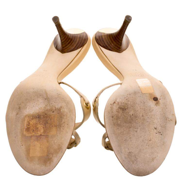 Pre Owned Giuseppe Zanotti Beige Leather Slides Size 39