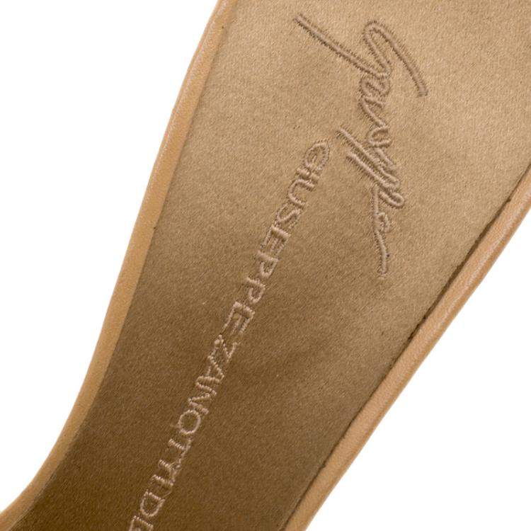 Pre Owned Giuseppe Zanotti Beige Leather Slides Size 39