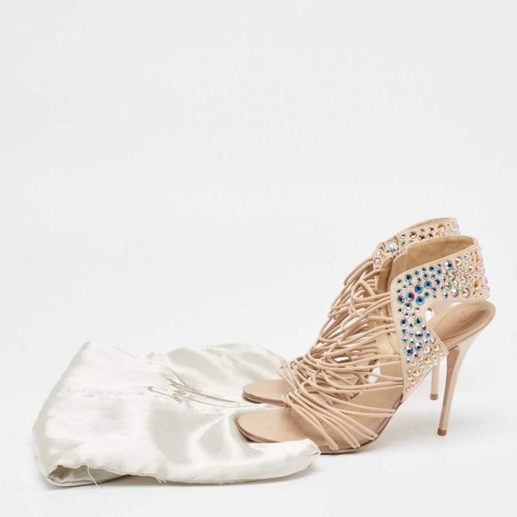 Pre Owned Giuseppe Zanotti Beige Suede and Leather Sandals Size 37