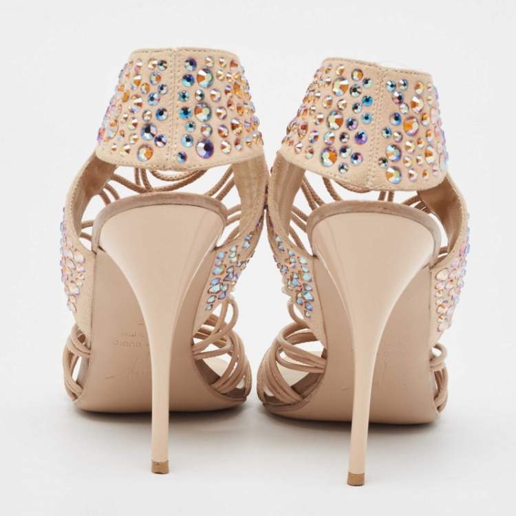 Pre Owned Giuseppe Zanotti Beige Suede and Leather Sandals Size 37