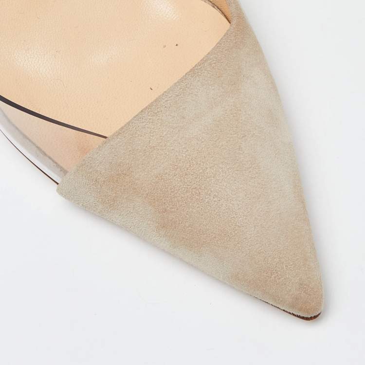 مملوكة مسبقًا Giuseppe Zanotti Beige Suede and PVC Ankle Strap D'Orsay Pumps Size 39