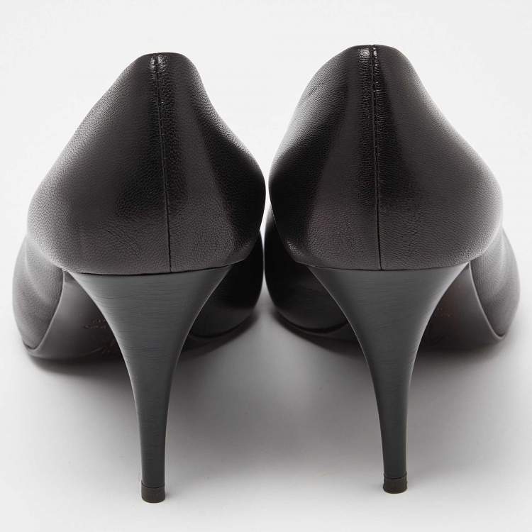 Pre Owned Giuseppe Zanotti Black Leather Round Toe Pumps Size 39
