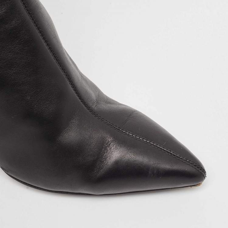 Pre Owned Giuseppe Zanotti Black Leather Knee Length Boots Size 37