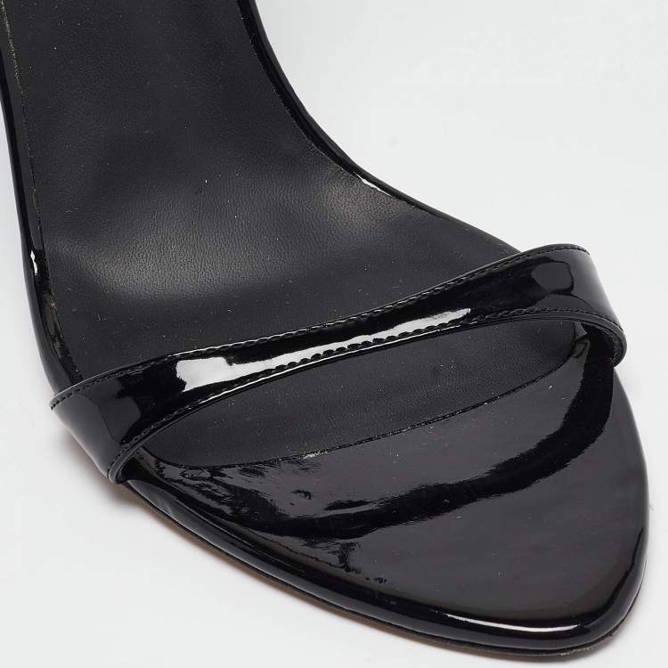 Pre Owned Giuseppe Zanotti Black Patent Leather Ginnyfer Wedge Sandals Size 40