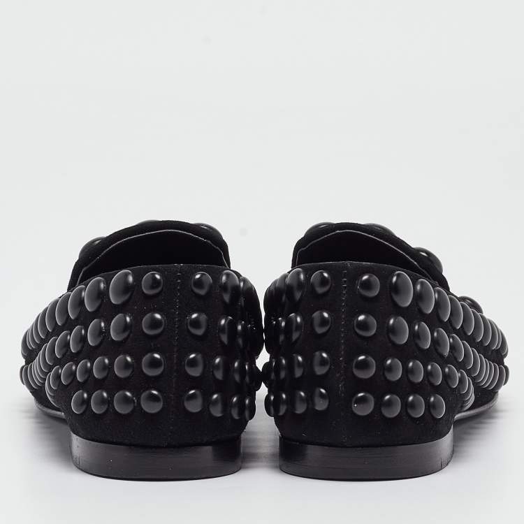 Pre Owned Giuseppe Zanotti Black Suede Studded Smoking Slippers Size 37