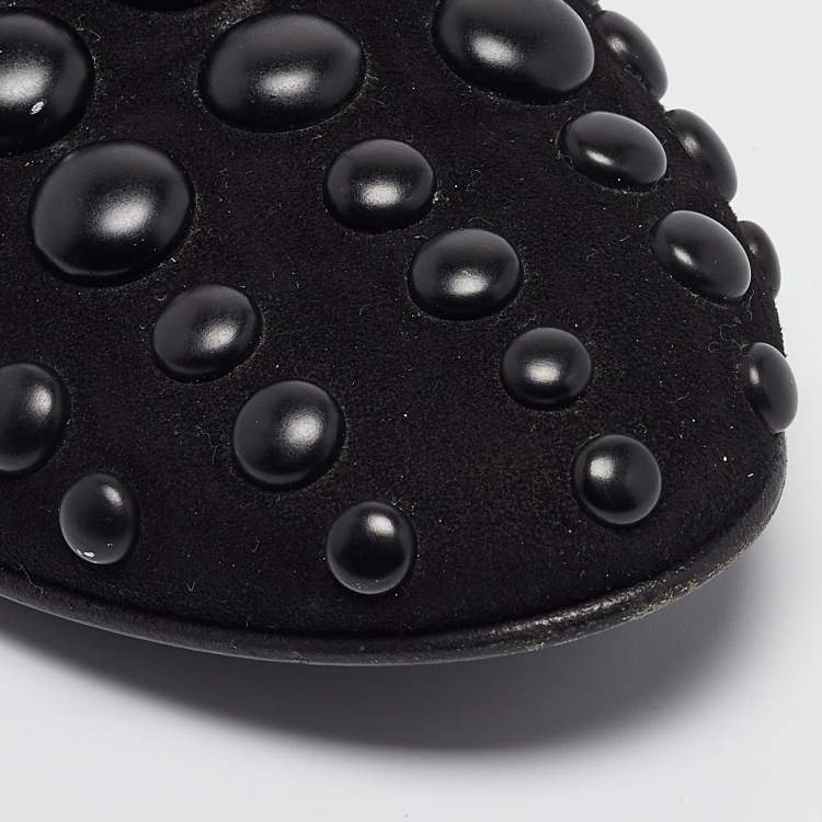 Pre Owned Giuseppe Zanotti Black Suede Studded Smoking Slippers Size 37