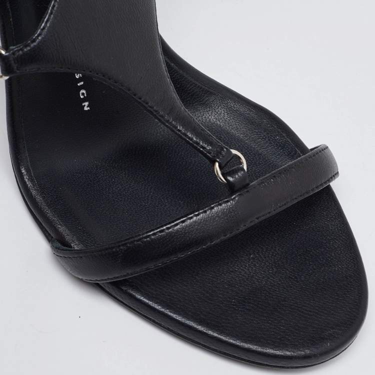 Pre Owned Giuseppe Zanotti Black Leather T-Strap Sandals Size 37