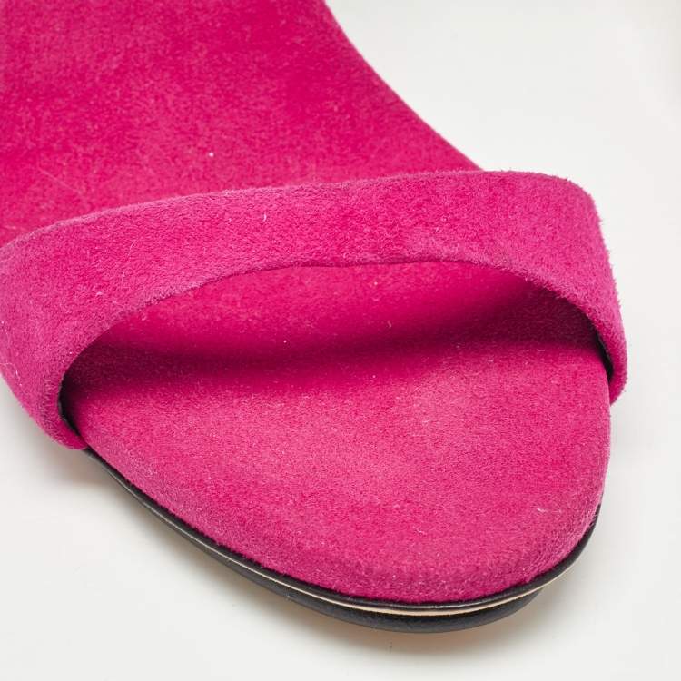 Pre Owned Giuseppe Zanotti Pink Suede Ankle Strap Sandals Size 40
