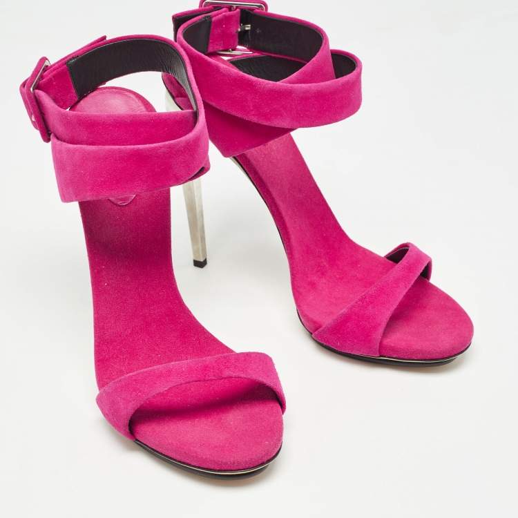 Pre Owned Giuseppe Zanotti Pink Suede Ankle Strap Sandals Size 40