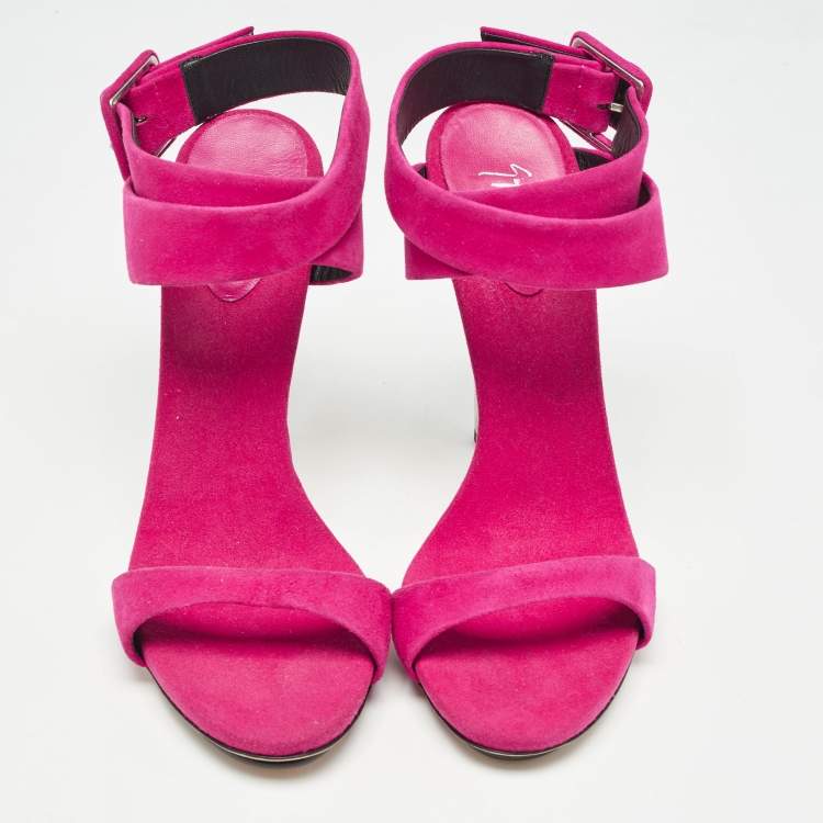 Pre Owned Giuseppe Zanotti Pink Suede Ankle Strap Sandals Size 40