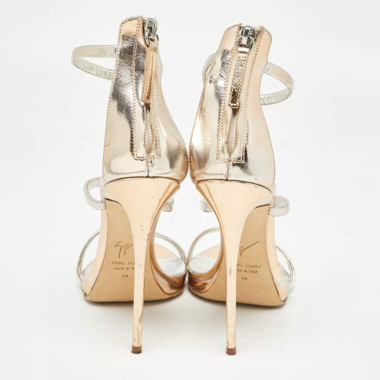 Pre Owned Giuseppe Zanotti Metallic Leather Harmony Sandals Size 39