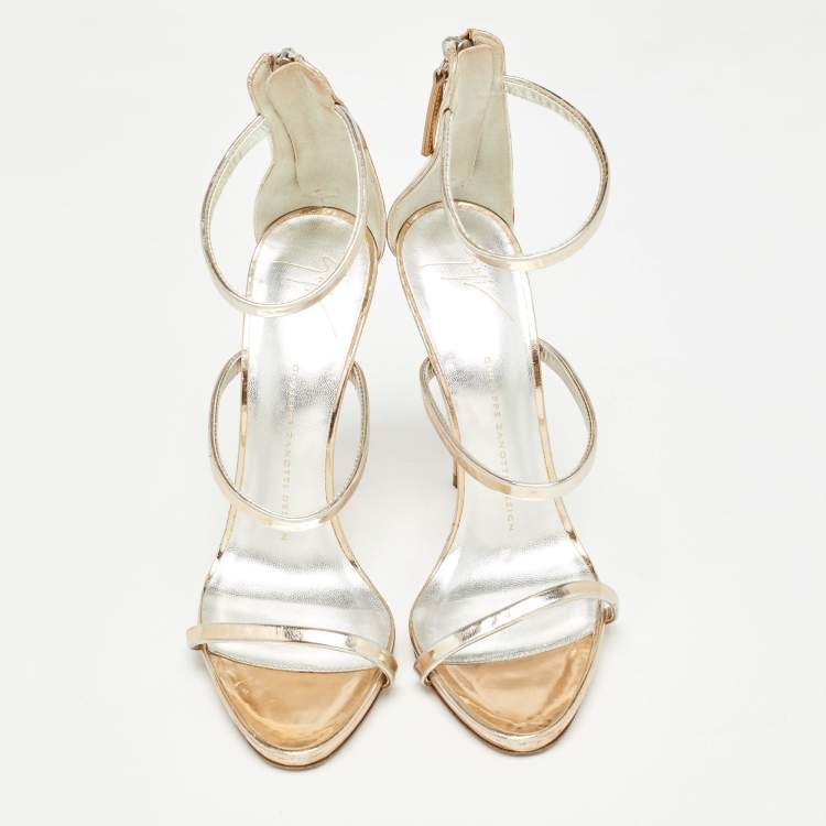 Pre Owned Giuseppe Zanotti Metallic Leather Harmony Sandals Size 39