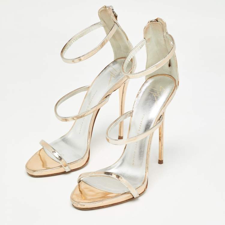 Pre Owned Giuseppe Zanotti Metallic Leather Harmony Sandals Size 39