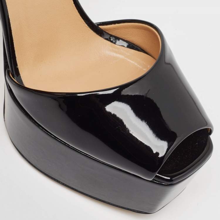 Pre Owned Giuseppe Zanotti Black Patent Betty Sandals Size 36