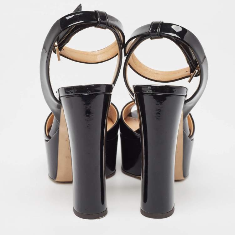 Pre Owned Giuseppe Zanotti Black Patent Betty Sandals Size 36
