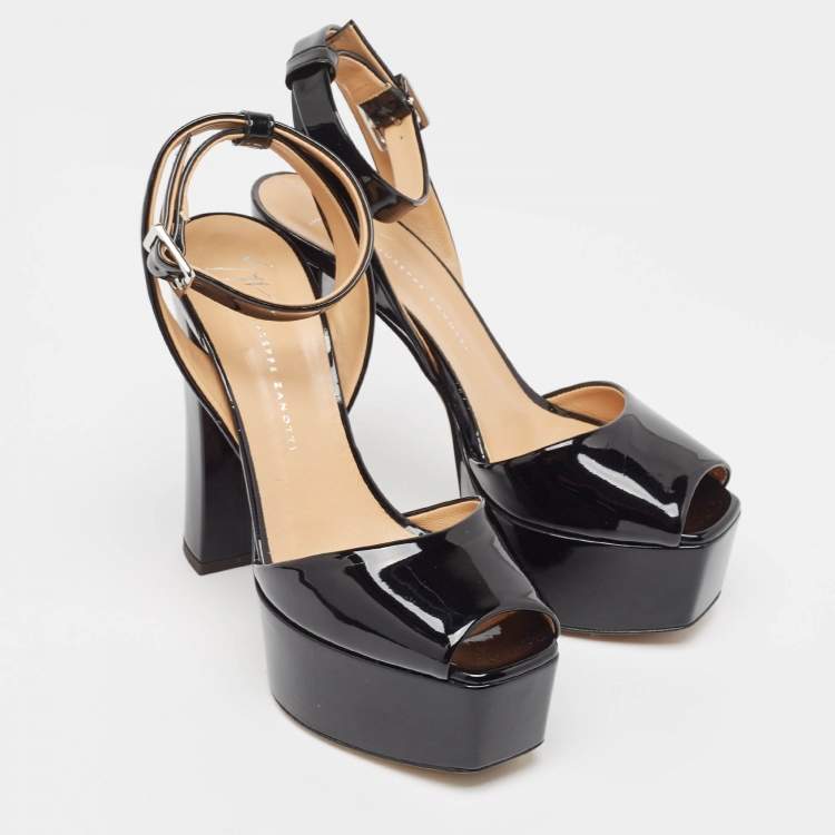 Pre Owned Giuseppe Zanotti Black Patent Betty Sandals Size 36