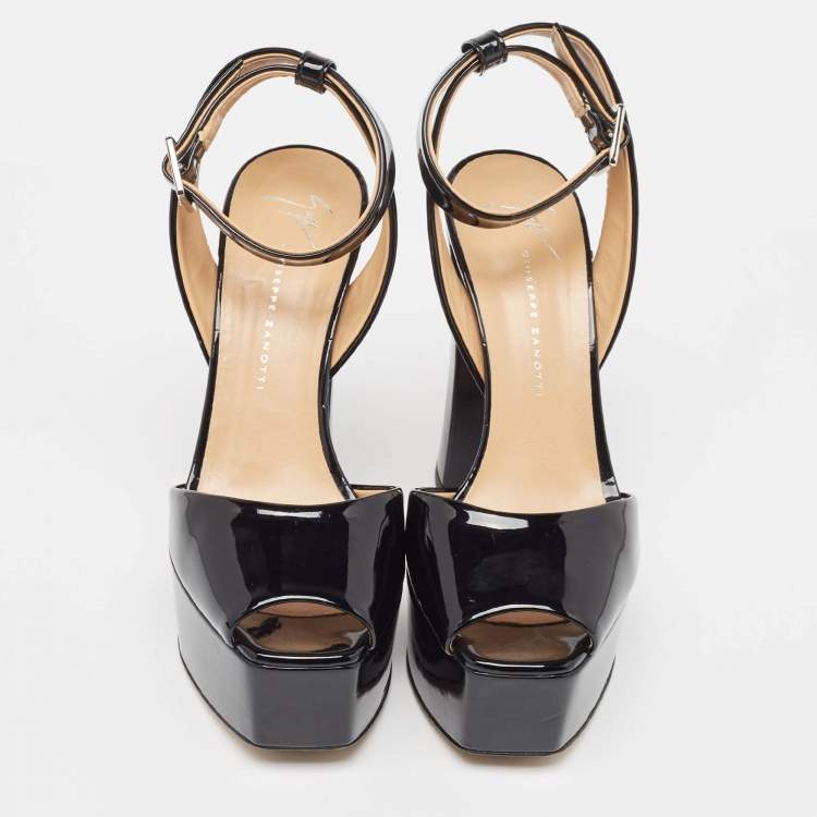 Pre Owned Giuseppe Zanotti Black Patent Betty Sandals Size 36