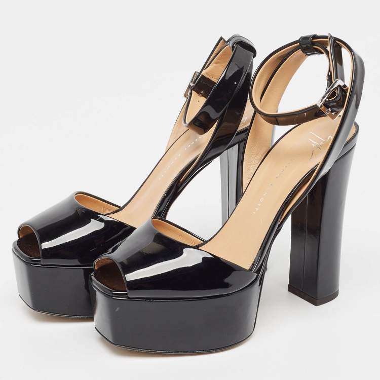 Pre Owned Giuseppe Zanotti Black Patent Betty Sandals Size 36
