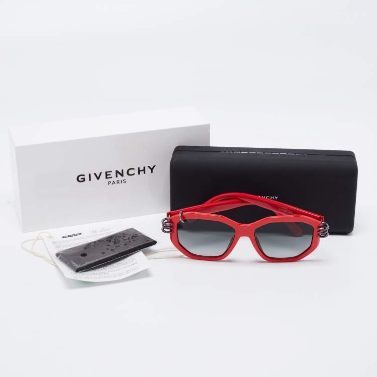 Pre Owned Givenchy Red GV7175/G/S Oversized Square Sunglasses