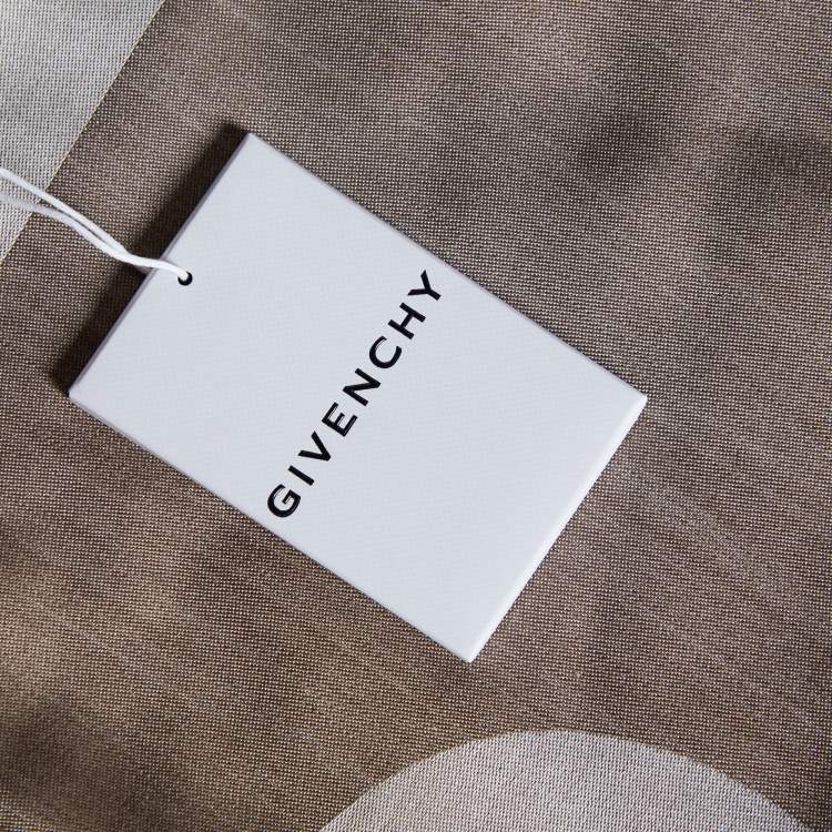 Pre Owned Givenchy Brown Logo Jacquard Silk & Wool Scarf