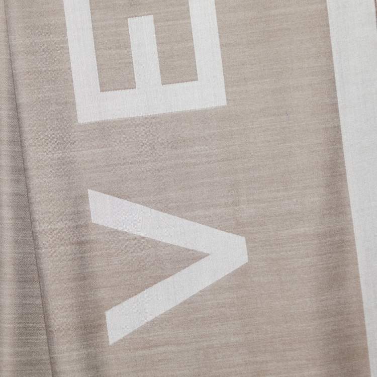 Pre Owned Givenchy Brown Logo Jacquard Silk & Wool Scarf