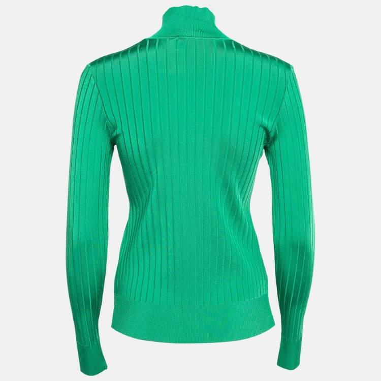 Pre Owned Givenchy Green Rib Knit Turtle Neck Sweater M