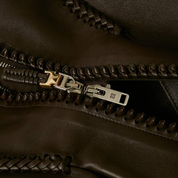 Pre Owned Givenchy Brown Braided Leather Peplum Vest S
