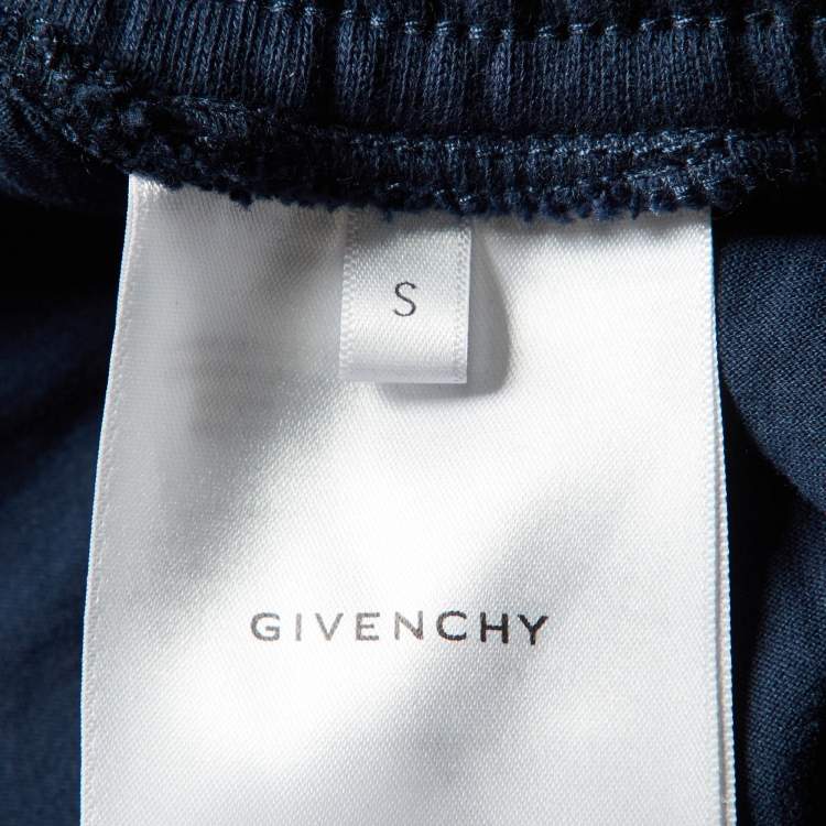 Pre Owned Givenchy Navy Blue Logo Print Cotton Hoodie & Trousers Set S