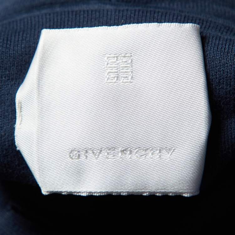Pre Owned Givenchy Navy Blue Logo Print Cotton Hoodie & Trousers Set S
