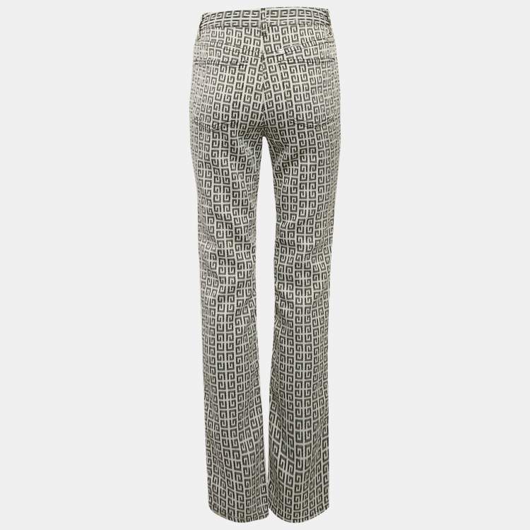 Pre Owned Givenchy Black/White Logo Jacquard Jeans M Waist 28"